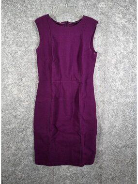 Magaschoni Women's Sleeveless Wool Aline Knee Length Dress Purple Size 2